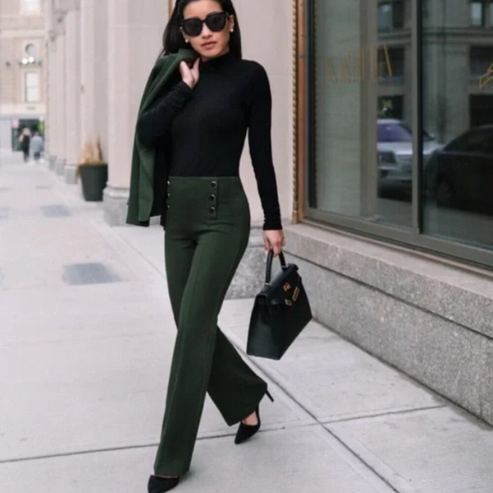 Ann Taylor Sailor Flare Trousers – Size 00P, Beautiful Green